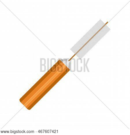 Interdental Toothbrush Or Floss Pick Vector Illustration. Cartoon Drawing Of Teeth Cleaning Tool Iso