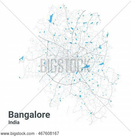 Bangalore Map. Detailed Map Of Bengaluru City Administrative Area. Cityscape Panorama. Royalty Free 