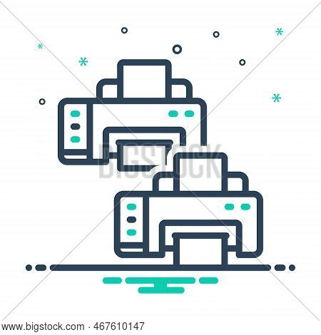 Mix Icon For Printers Printout Paper Print Machine Electronics Laser-jet Ink-jet