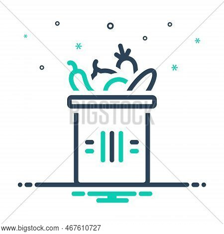 Mix Icon For Containing Fruit Vegetable Fresh Baket Product Full Mix Carry Set