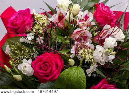 Beautiful Florist Bouquet Of Roses And Freesias