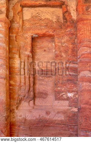 Petra, Jordan Colored Triclinium Interior In The Ancient City
