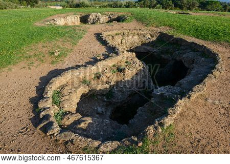 View At The Necropolis Of Anghelu Ruju On Sardinia, Italy