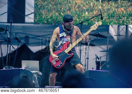 Galati, Romania - September 18, 2022: Artist Daniel Ionut Onel From Hvnds Band Performs Live On Stag