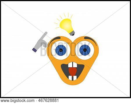 Vector Graphics Showing The Visualization Of A Human Face. She Is Yellow With Big Eyes. The Face Exp