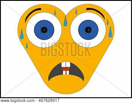 Vector Graphics Showing The Visualization Of A Human Face. She Is Yellow With Big Eyes. The Face Exp
