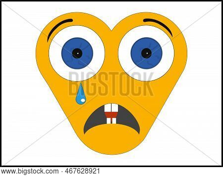 Vector Graphics Showing The Visualization Of A Human Face. She Is Yellow With Big Eyes. The Face Exp