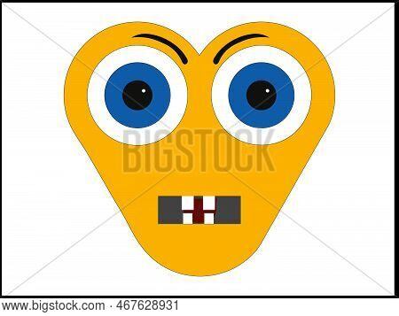 Vector Graphics Showing The Visualization Of A Human Face. She Is Yellow With Big Eyes. The Face Exp