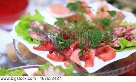 Cold Snacks On The Table In The Restaurant