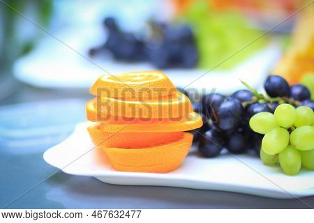 Variety Of Fruits On The Table In The Restaurant