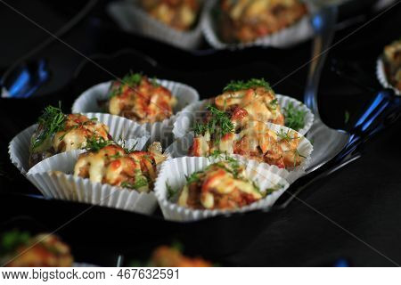 Close Up. Delicious Hot Dish On A Baking Sheet.