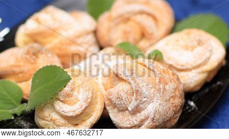 Close Up. Young Biessmann By Showing Ads. Isolated On