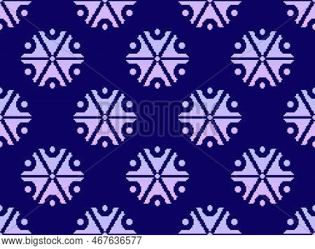Seamless Pattern With Symbol Of The God Perun In Pixel Art Style. Pixelated Slavic Mythology. Style 