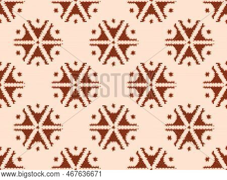 Seamless Pattern With Symbol Of The God Perun In Pixel Style. Pixelated Slavic Mythology. Style Of 8