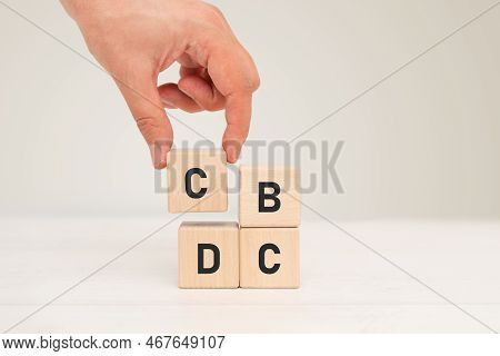 Wooden Cube Block, Cbdc Concept. Central Bank Digital Currency Technology.