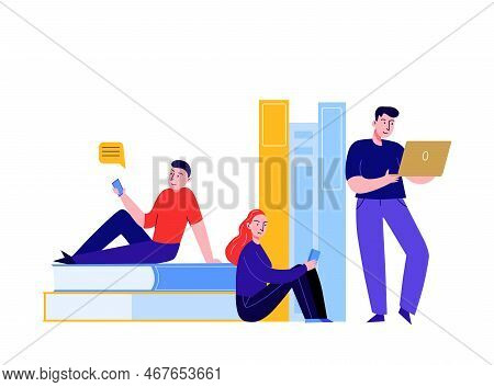 Online Education Concept 4 Flat Compositions With Adult Development Courses Training Personal Coach 