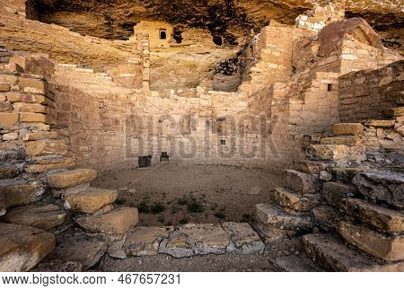 Circular Entrance To Kiva In Cliff Dwelling In Mesa Verde National Park