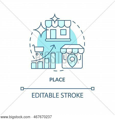 Place Blue Concept Icon. Sales Optimization. Store Location. Four P Marketing Mix Abstract Idea Thin