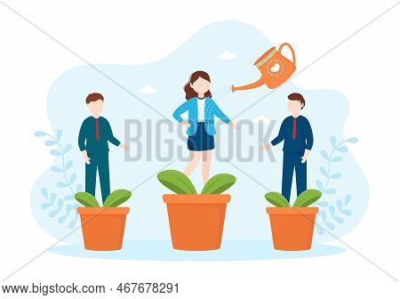Personal Development With People Developing Mental Issues, Growth And Self Improvement As Plant In F