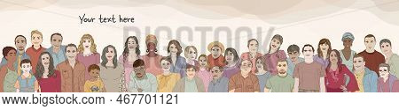 Group People Diversity Men Women Children Teenagers Senior.various People Of Different Ages. Diverse