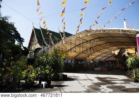 Ancient Old Building Church Or Antique Ruin Ubosot For Thai People Visit Respect Or Praying Blessing