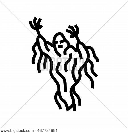 Ghoul Ghost Line Icon Vector. Ghoul Ghost Sign. Isolated Contour Symbol Black Illustration