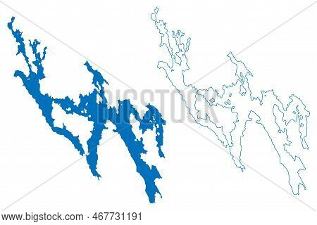 Lake Sommen (kingdom Of Sweden) Map Vector Illustration, Scribble Sketch Map