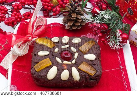 Italian Certosino Di Bologna. Medieval Panspeziale Cake. Traditional Christmas Cake From Bologna. It