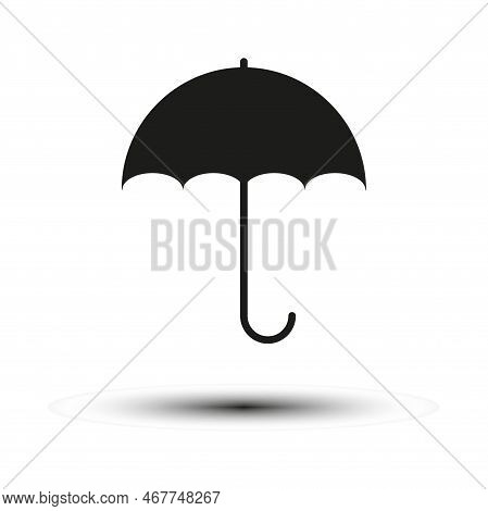 Black Umbrella Icon. Autumn Weather. Vector Illustration. Stock Image.