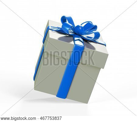 Gift Box With Red Ribbon Bow Isolated Over White Background 3d Render