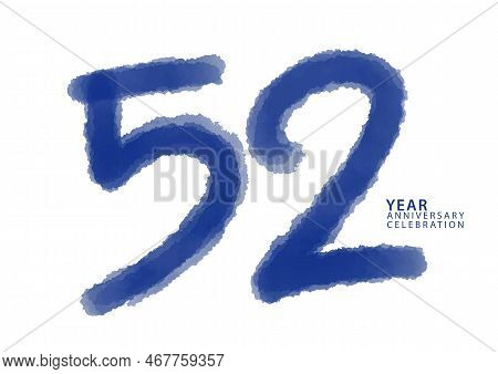 52 Year Anniversary Celebration Blue Color Logotype Vector, 52 Number Design, 52th Birthday Invitati