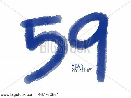 59 Year Anniversary Celebration Blue Color Logotype Vector, 59 Number Design, 59th Birthday Invitati
