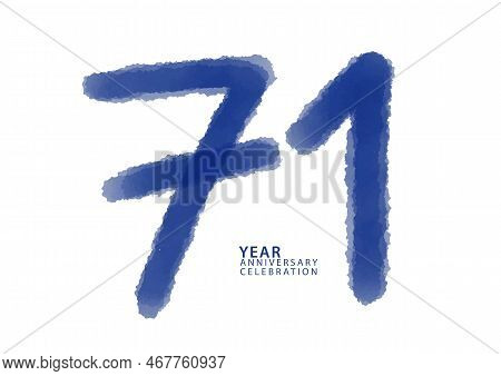 71 Year Anniversary Celebration Blue Color Logotype Vector, 71 Number Design, 71th Birthday Invitati