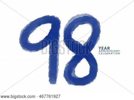 98 Year Anniversary Celebration Blue Color Logotype Vector, 98 Number Design, 98th Birthday Invitati