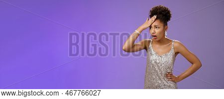 Annoyed Arrogant African-american Wealthy Woman In Silver Shiny Dress Irritated Bothered Stupid Serv
