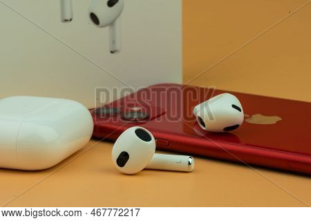 Bangkok, Thailand - December 24, 2022 : New Airpods 3 Third Generation. Headphones From The Apple Co