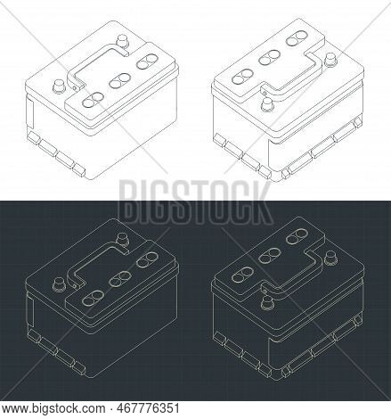 Car Battery Isometric Blueprints