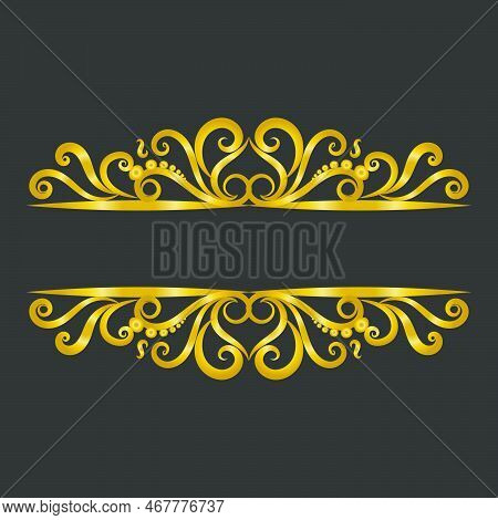 Vector Vintage Royal Title Border Or Text Frame Ornament Elements, Luxury Vintage Border For Title B