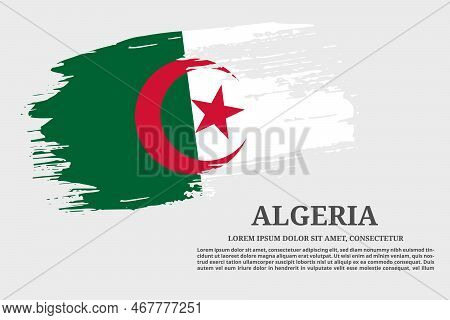 Algeria Flag Grunge Brush And Text Poster, Vector
