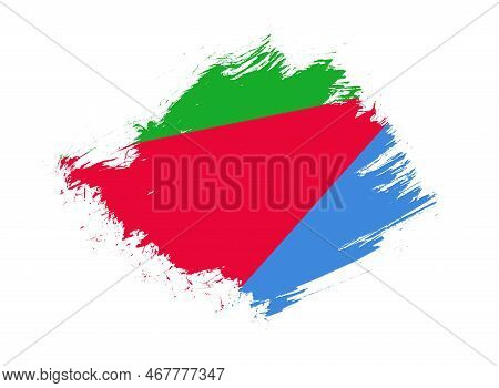 Eritrea Flag With Abstract Paint Brush Texture Effect On White Background