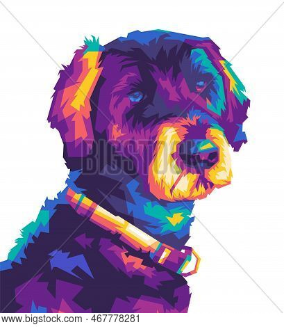 Left Facing Dog Model, Colorful Design Vector Illustration Wpap Popart