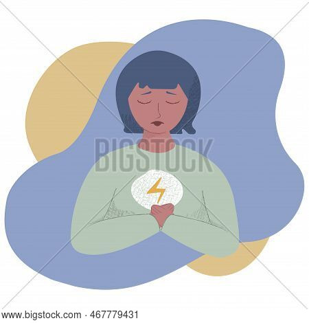 Woman Mental Health, Girl, Vector Flat Style