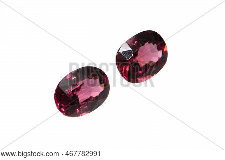Natural Gemstone Rhodolite Garnet Isolated On White Background