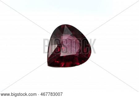 Natural Gemstone Rhodolite Garnet Isolated On White Background