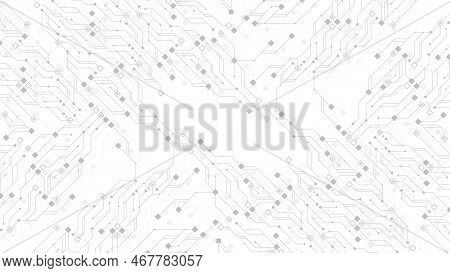 Quantum Computer Technologies Concept. Futuristic Blue Circuit Board Background Vector. Modern Techn