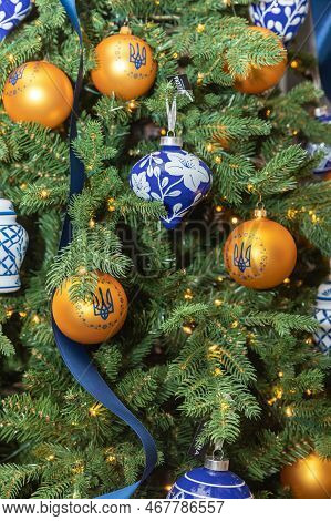 Christmas Tree On Sofiyivska Square In Kyiv