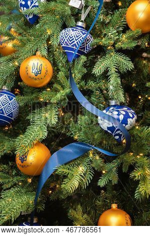Christmas Tree On Sofiyivska Square In Kyiv