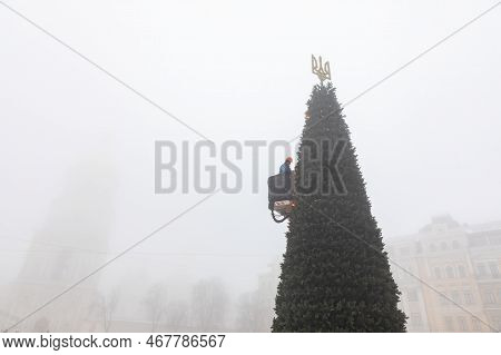 Christmas Tree On Sofiyivska Square In Kyiv