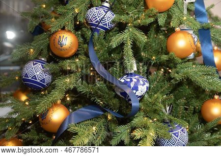 Christmas Tree On Sofiyivska Square In Kyiv