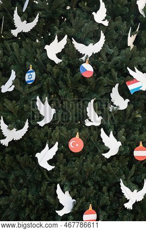 Christmas Tree On Sofiyivska Square In Kyiv